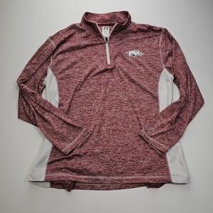 Russell Arkansas Razorbacks Mens XL Quarter Zip Pullover Red Heather Space Dye